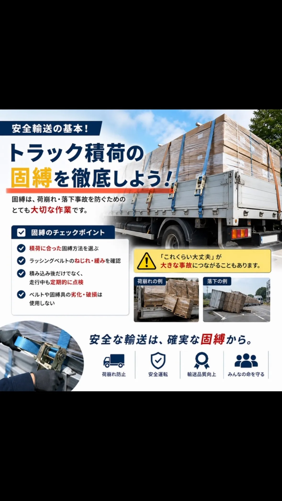 🚛 固縛は「荷物を縛る作業」ではなく、「命を守る作業」です。