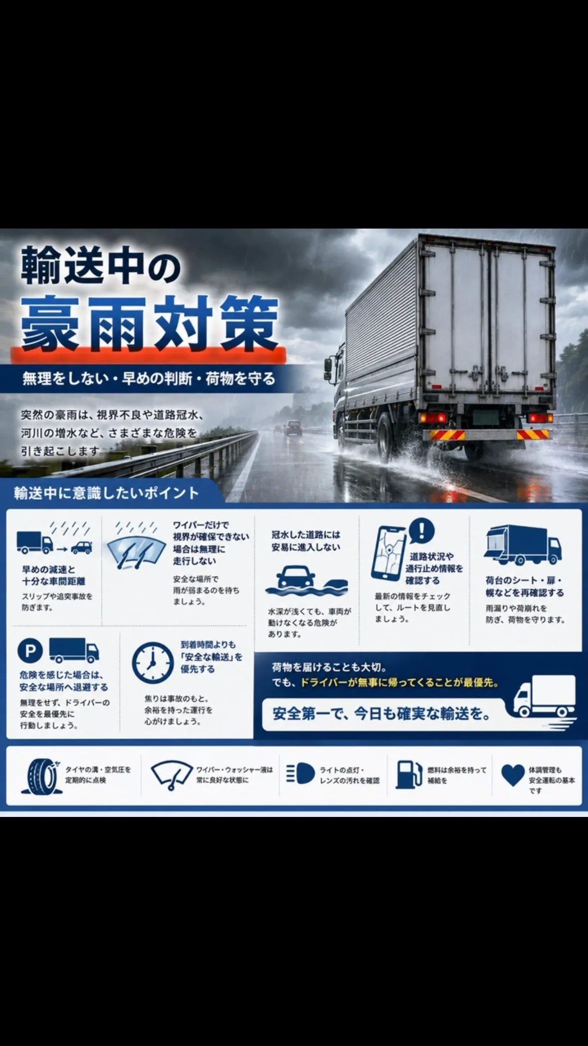 輸送中の豪雨対策