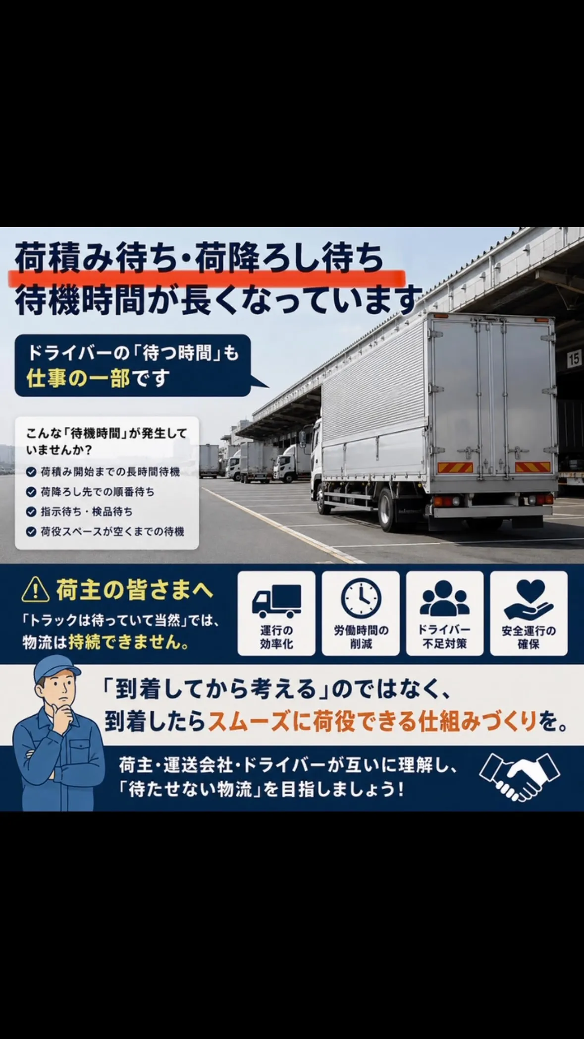🚛【荷積み待ち・荷降ろし待ち・待機時間について】